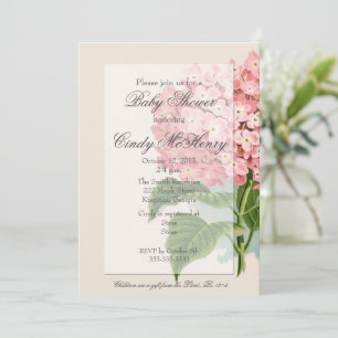 Invitation de Baby shower vintage Hydrangea