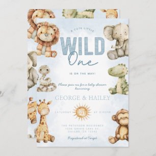 Invitation de Baby shower vintage Safari Plush