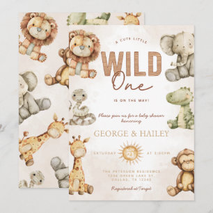 Invitation de Baby shower vintage Safari Plush
