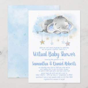 Invitation de Baby shower virtuel Boy Elephant