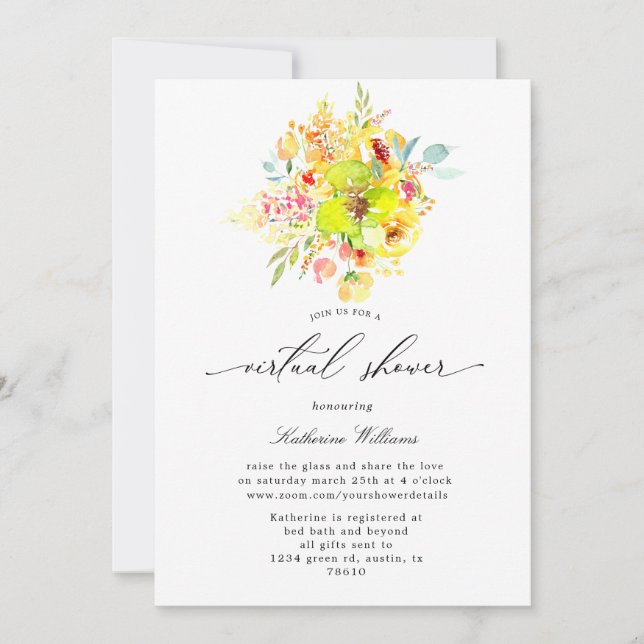 invitation de baby shower virtuel champs jaunes (Devant)