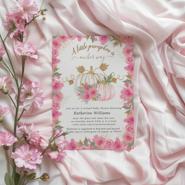 Invitation de Baby shower virtuel Citrouille d'or  (Créateur téléchargé)
