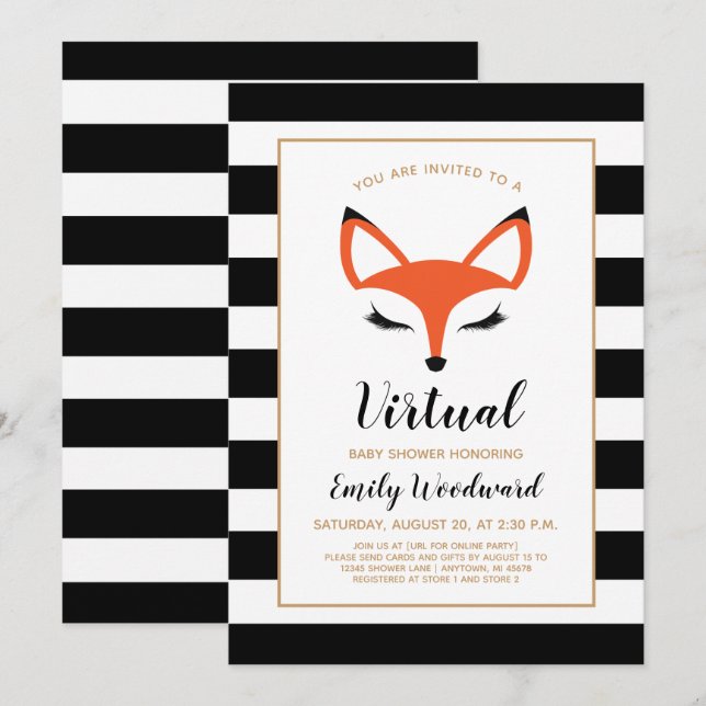 Invitation de Baby shower virtuel sur la face de m (Devant / Derrière)
