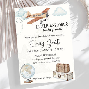 Invitation de Baby Shower Voyage Modèle Petite Exp