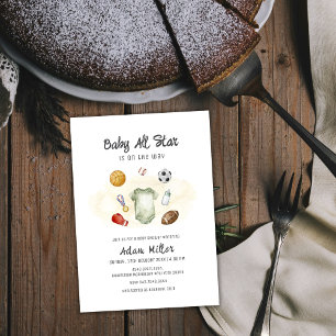 Invitation de baby shower Watercolor All Star Spor