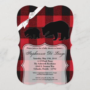 Invitation de Baby showers 5x7 Ours Plaid de Buffa