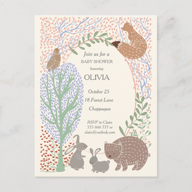 Invitation de baby showers animaux de créatures de (Devant)