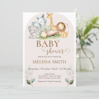Invitation de Baby showers avec Zoo Animaux