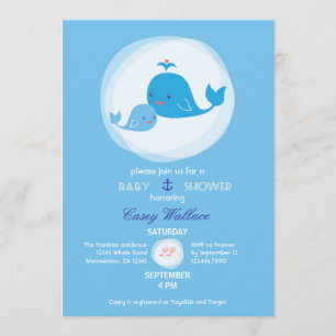 Invitation de Baby showers de baleines mignonnes