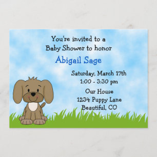 Invitation de Baby showers de chiots pour les garç