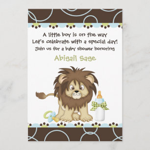 Invitation de Baby showers de lions pour les garço