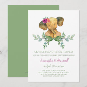 Invitation de Baby showers d'éléphants de filles