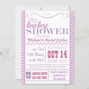 Invitation de Baby showers filles