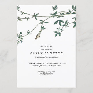 Invitation de Baby showers illustrée par des vigne