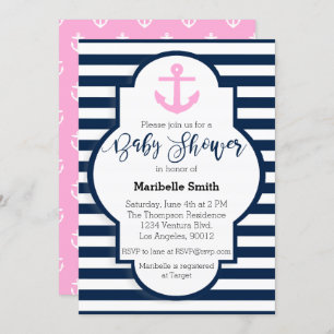 Invitation de Baby showers nautiques pour filles