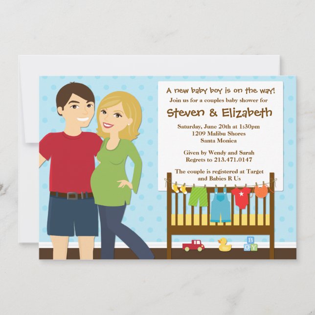 Invitation de Baby showers pour un garçon (Devant)