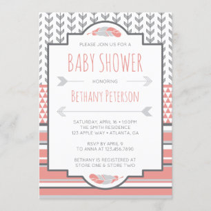 Invitation de Baby showers tribaux, Aztec, Flèches