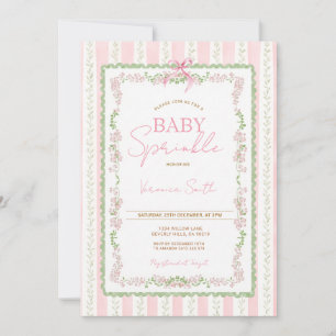 Invitation de Baby Sprinkle au Ruban Floral Rose