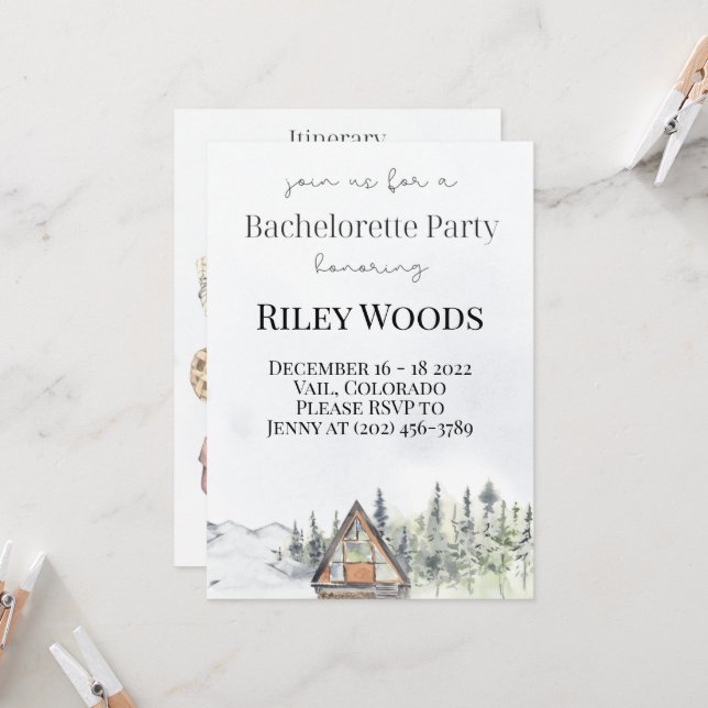 Invitation de bachelorette Cabine et Citrouille au (Devant/Arrière en situation)