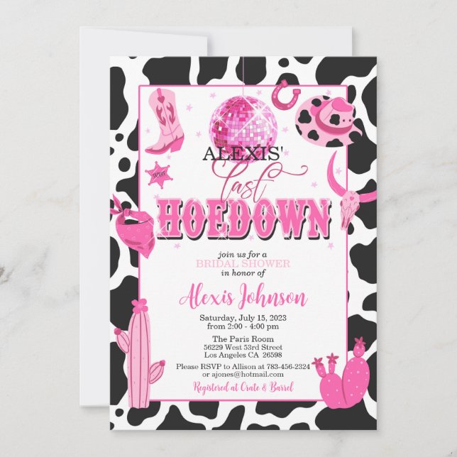 Invitation de bachelorette/douche nuptiale dernièr (Devant)