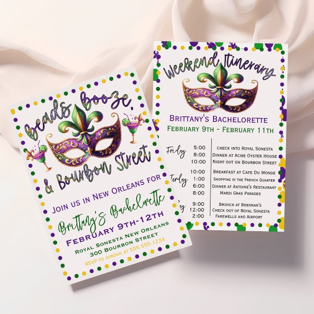 Invitation de Bachelorette Mardi Gras à la Nouvell (Créateur téléchargé)