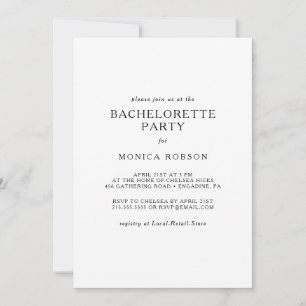 Invitation de Bachelorette Minimaliste Classique