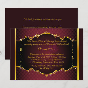 Invitation de bal, Prom, Prom Senior, élégant, rou