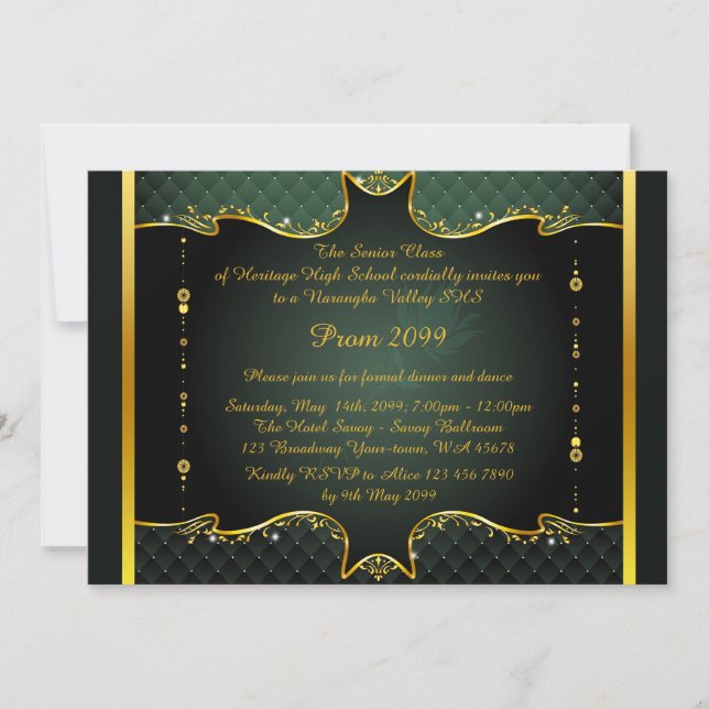 Invitation de bal, Prom, Prom Senior, élégant, ver (Devant)