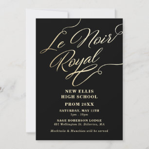 Invitation de bal royal noir et or