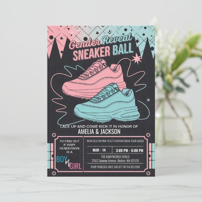Invitation de balle Basket rétro 90s Genre Reveal (Debout devant)