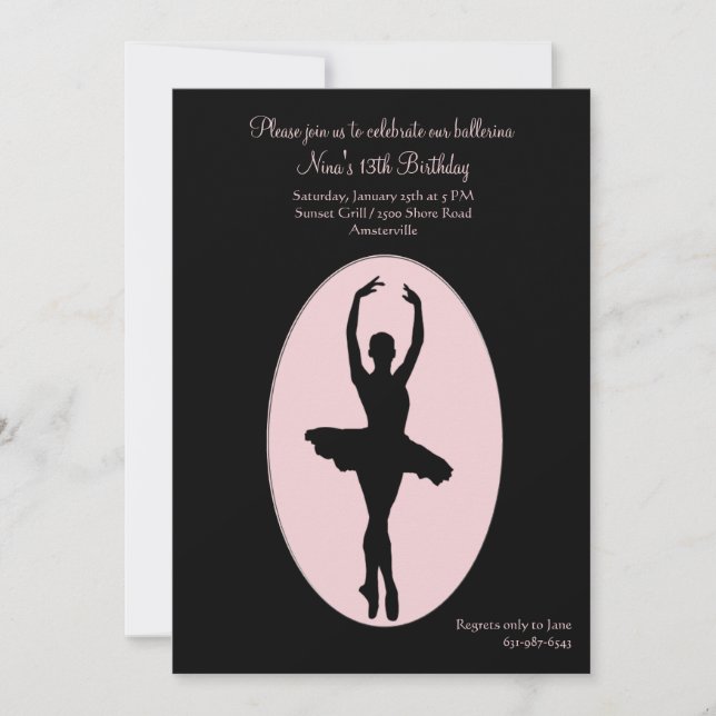 Invitation de ballerine de centre de la scène (Devant)