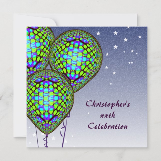 Invitation de ballon bleu (Devant)