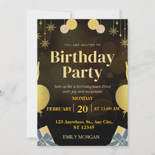 Invitation de ballon moderne Black et Gold