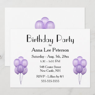 Invitation de ballons violets