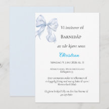 Invitation de baptême à boucle bleue