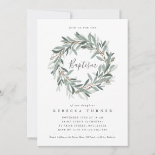 Invitation de baptême à couronne rustique
