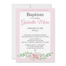 Invitation de baptême à motif de croix aquarelle f