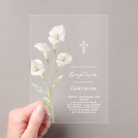 Invitation de baptême au lys calla