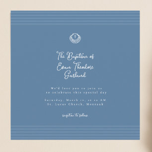 Invitation de baptême bleu profond moderne classiq
