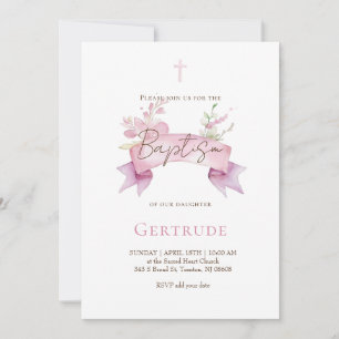 Invitation de baptême bouquet délicat