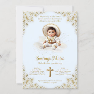 Invitation de baptême Charro – Niño Bautizo – Bleu