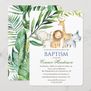 Invitation de baptême d'animaux de la jungle