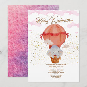 Invitation de baptême d'animaux mignons en montgol