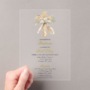 Invitation de baptême de la Sainte Croix pour garç