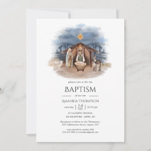 Invitation de baptême de Noël religieux