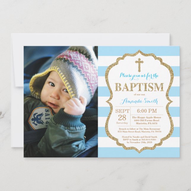 Invitation de baptême de parties scintillantes de (Devant)