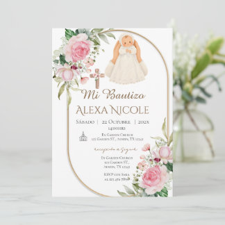Invitation de baptême en espagnol Boho