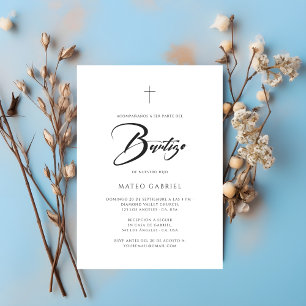 Invitation de baptême espagnole élégante minimalis