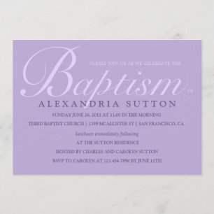 Invitation de baptême et de baptême de lavande sim