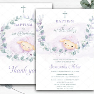 Invitation de baptême et de premier anniversaire a